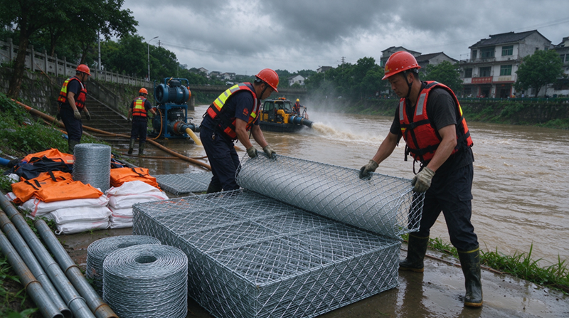 Os produtos de prevención de inundacións de Changshu Jianghe entregan materiais de malla galvanizada e gaviones para o proxecto de apoio de drenaxe de emerxencia de Mongolia Interior Os produtos de prevención de inundacións de Changshu Jianghe entregan materiais de malla galvanizada e gaviones para o proxecto de apoio de drenaxe de emerxencia de Mongolia Interior